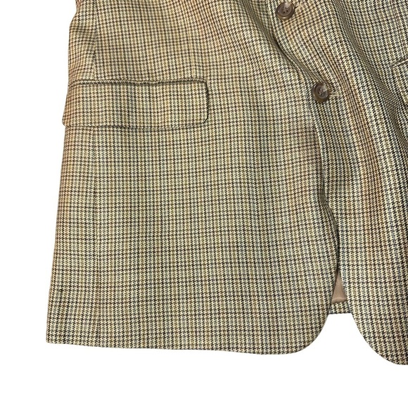 Ralph Lauren Chaps 100% Silk Tan Houndstooth Print Suit Jacket Sz 42L Blazer - Picture 14 of 14